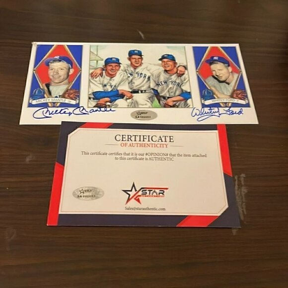 New York Yankees Mickey mantle whitey ford signed banner - Picture 1 of 2